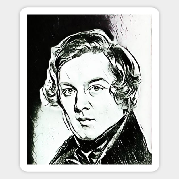 Robert Schumann Black and White Portrait | Robert Schumann Artwork 3 Magnet by JustLit